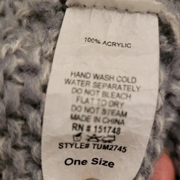 e LUNA gray knit split turtleneck pullover poncho sweater Women's OS warm cozy - Picture 6 of 7